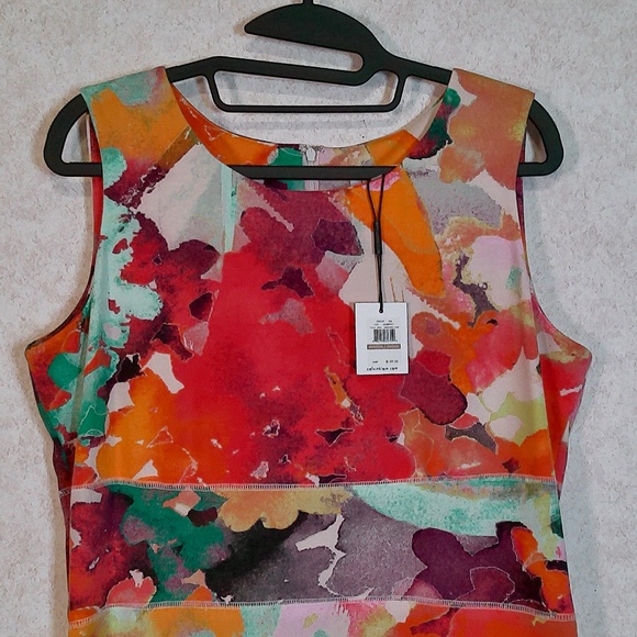 NWT Calvin Klein Watermelon Multi Color Bandage Wrap BodyCon Midi Dress Size 12 - Picture 3 of 11